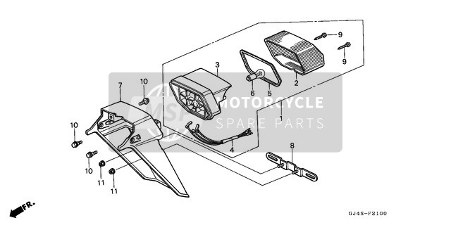 Honda SH75D 1995 Achterlicht voor een 1995 Honda SH75D